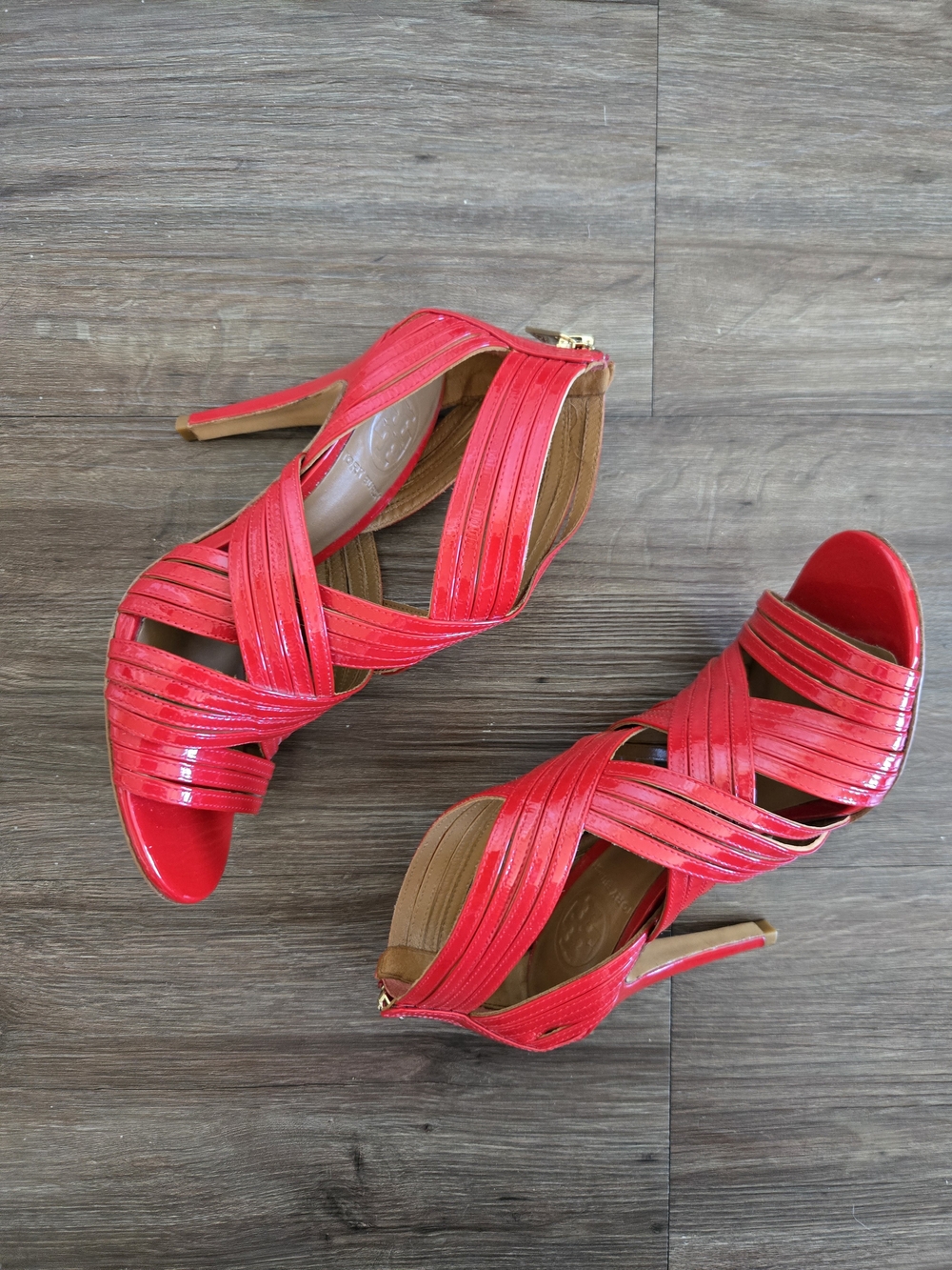 Tory Burch Red Strappy Patent High Heel Sandals